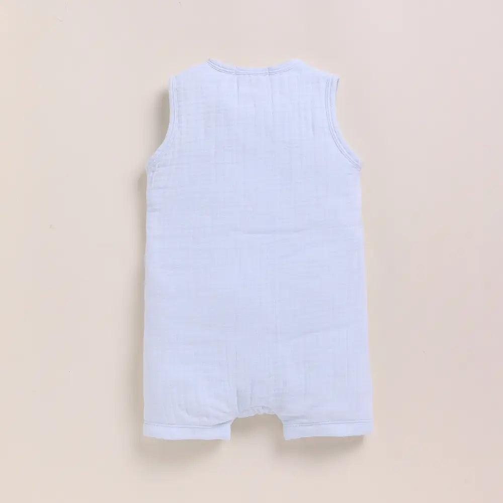 Cot &amp; Candy Baby Organic Muslin Half Romper Pack Of 2-Navy + Icemelt