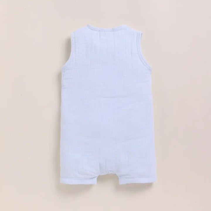 Cot &amp; Candy Baby Organic Muslin Half Romper Pack Of 2-Navy + Icemelt