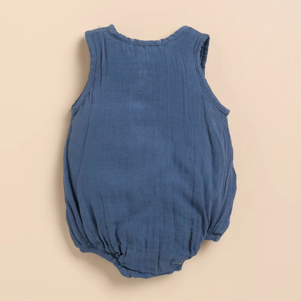 Cot &amp; Candy Baby Organic Muslin Bubble Romper Pack Of 2-Icemelt + Navy