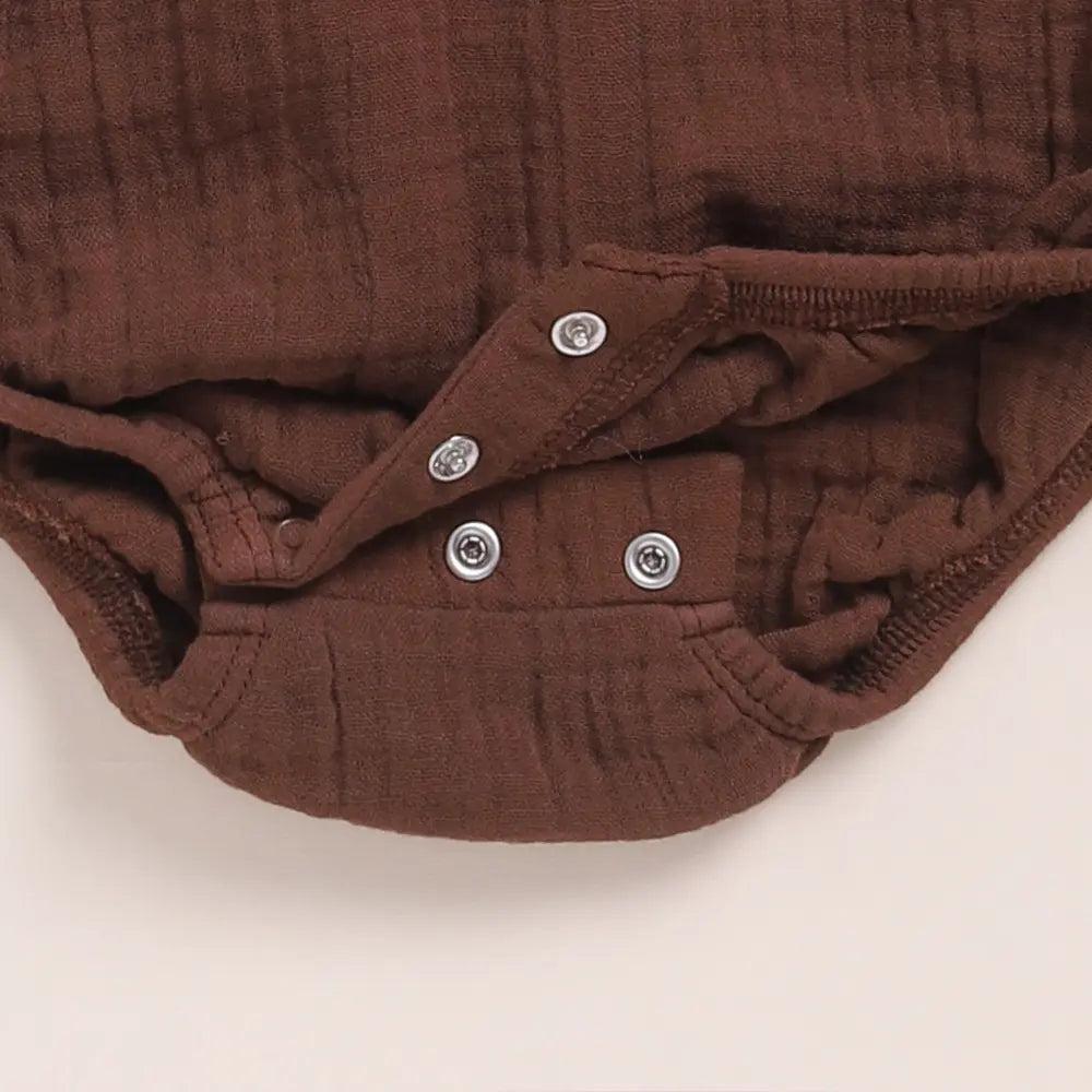 Cot &amp; Candy Baby Organic Muslin Bubble Romper Pack Of 2-Milk + Cocoa Whisper