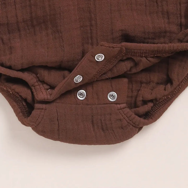 Cot &amp; Candy Baby Organic Muslin Bubble Romper Pack Of 2-Milk + Cocoa Whisper