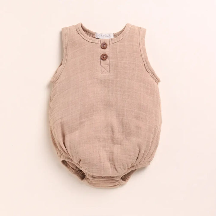 Cot &amp; Candy Baby Organic Muslin Bubble Romper Pack Of 2-Cocoa Whisper + Latte