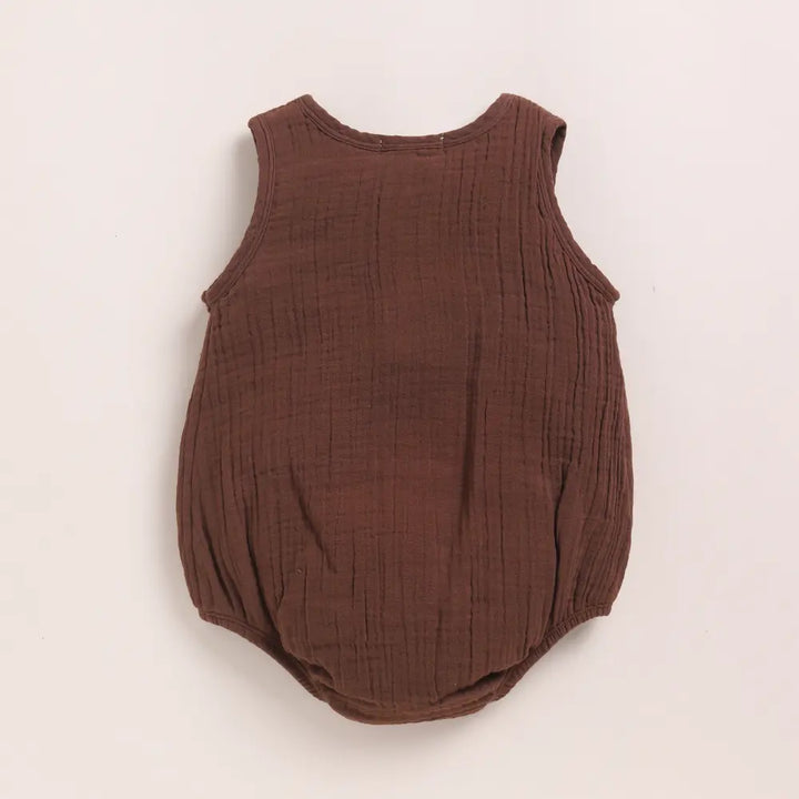 Cot &amp; Candy Baby Organic Muslin Bubble Romper Pack Of 2-Cocoa Whisper + Latte
