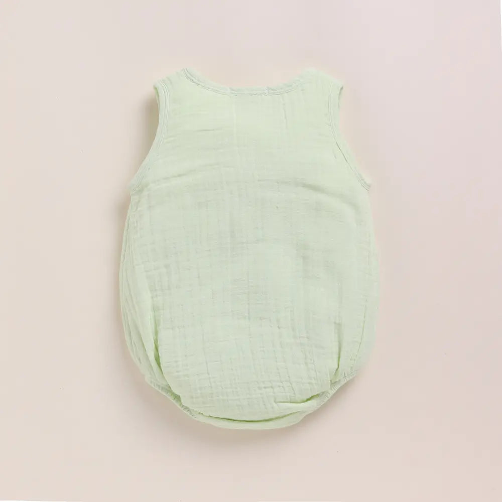 Cot &amp; Candy Baby Organic Muslin Bubble Romper Pack Of 2-Olive + Pistachio Cream