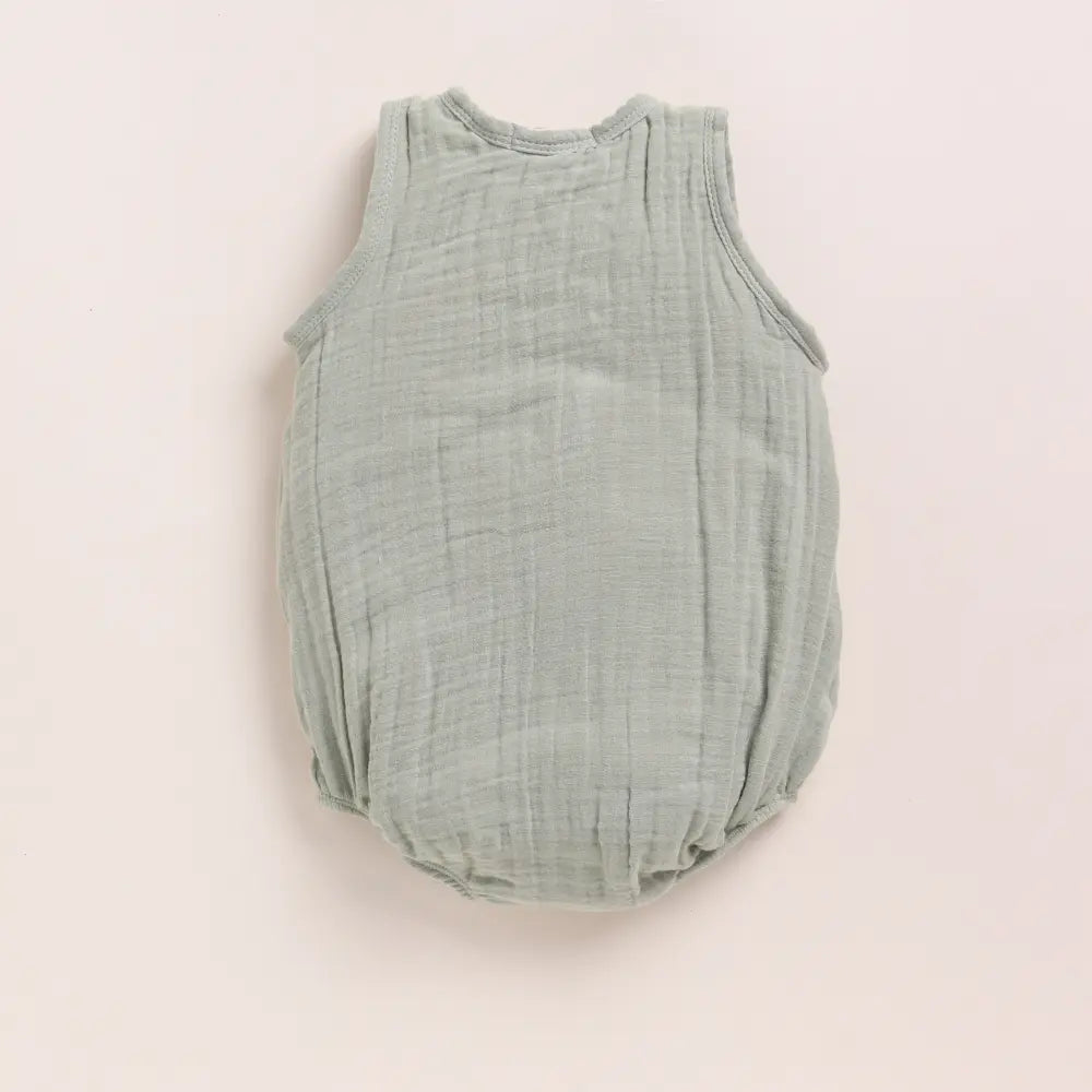Cot &amp; Candy Baby Organic Muslin Bubble Romper Pack Of 2-Pistachio Cream + Sage