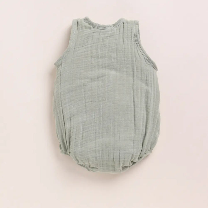 Cot &amp; Candy Baby Organic Muslin Bubble Romper Pack Of 2-Pistachio Cream + Sage