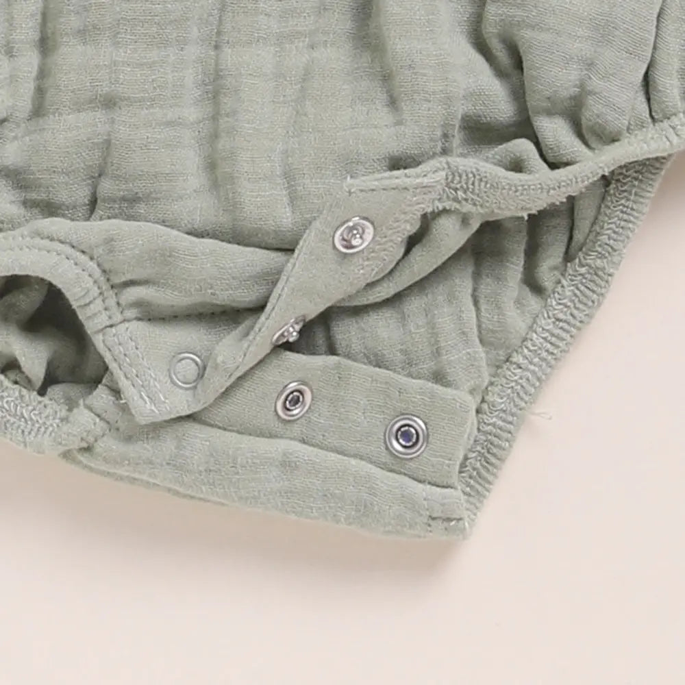 Cot &amp; Candy Baby Organic Muslin Bubble Romper Pack Of 2-Pistachio Cream + Sage