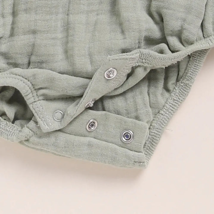 Cot &amp; Candy Baby Organic Muslin Bubble Romper Pack Of 2-Pistachio Cream + Sage