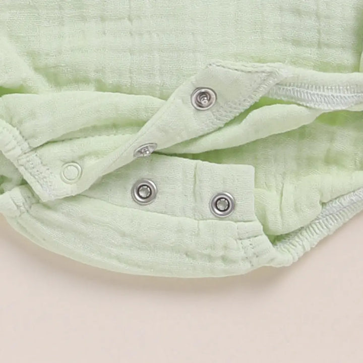 Cot &amp; Candy Baby Organic Muslin Bubble Romper Pack Of 2-Pistachio Cream + Sage Check