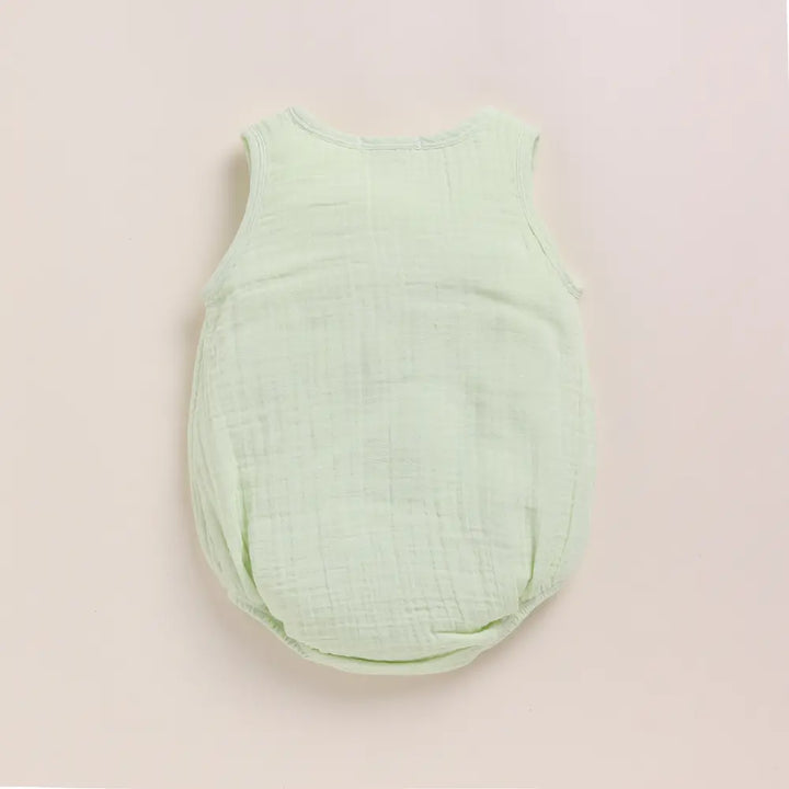Cot &amp; Candy Baby Organic Muslin Bubble Romper Pack Of 2-Pistachio Cream + Sage Check