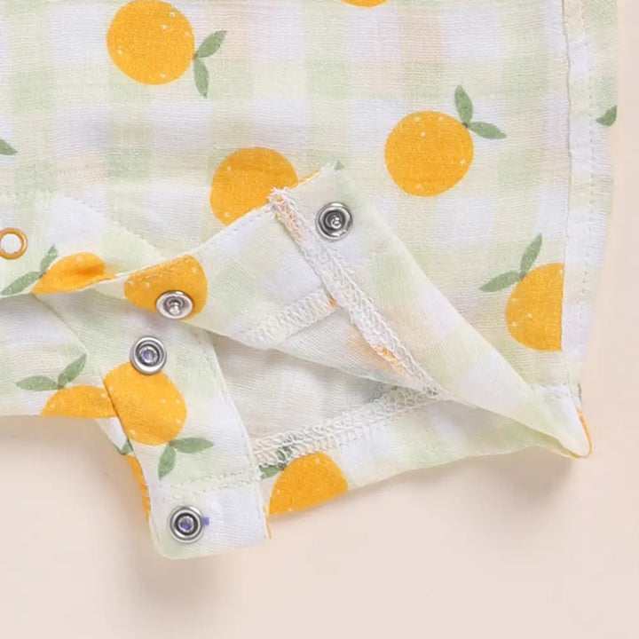 Cot &amp; Candy Baby Organic Muslin Half Romper Pack Of 2-Orange + Spring Floral