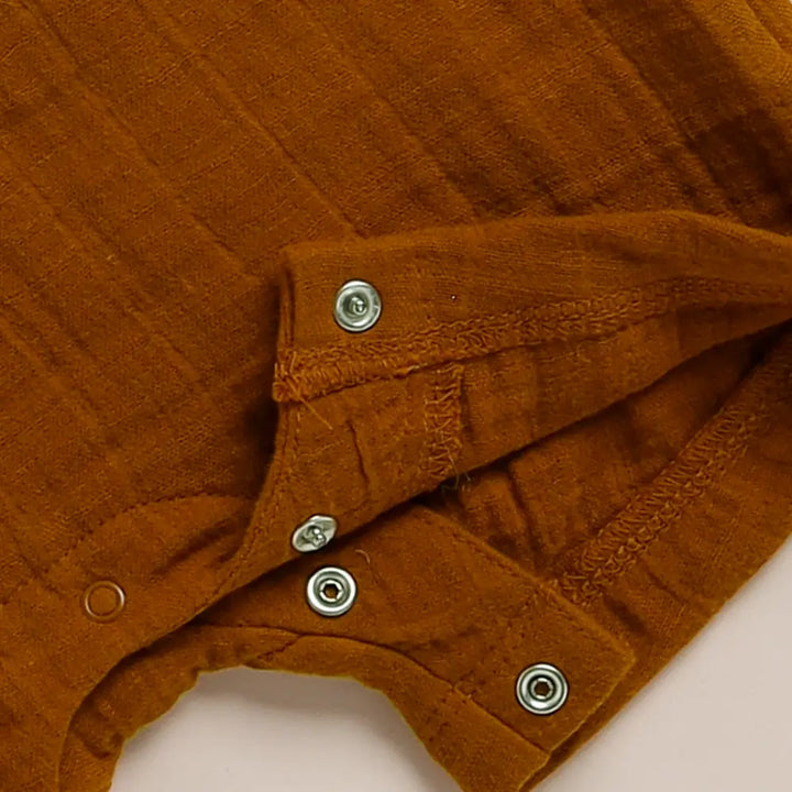 Cot &amp; Candy Baby Organic Muslin Half Romper Pack Of 2-Milk + Ginger