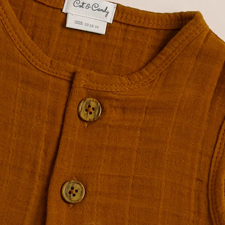 Cot &amp; Candy Baby Organic Muslin Half Romper Pack Of 2-Milk + Ginger