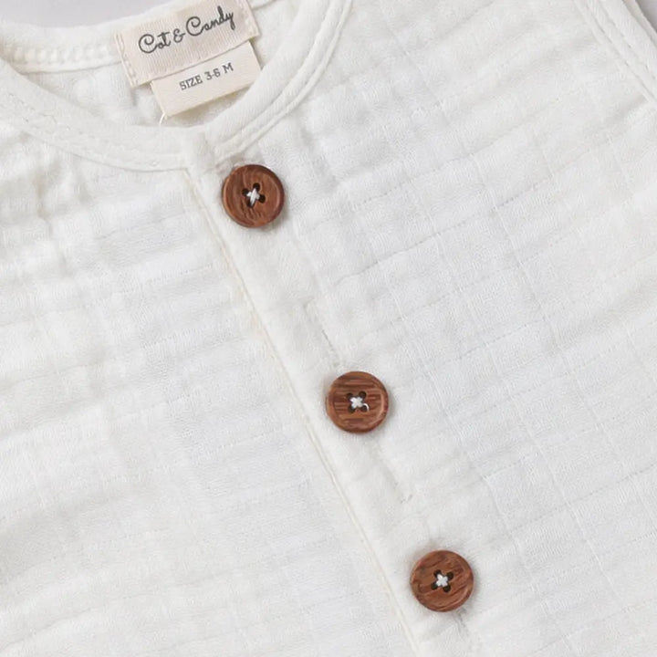 Cot &amp; Candy Baby Organic Muslin Half Romper Pack Of 2-Milk + Ginger