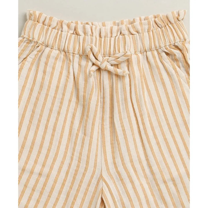 Sweetlime By AS Baby Girls Honey Stripe Organic Cotton Co-ord Set with a Hat - Beige