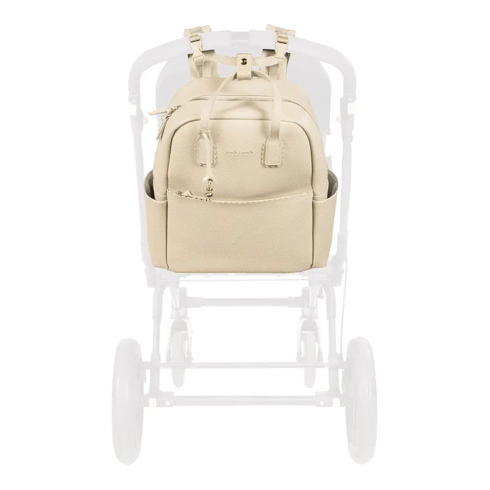 Pasito a Pasito Diaper Backpack with Changing Pad, Large Capacity Water-Resistant with Multi-Pocket Organizer, Insulated Bottle Pocket, Shoulder &amp; Stroller Straps, Icon Eco Leather - Cream