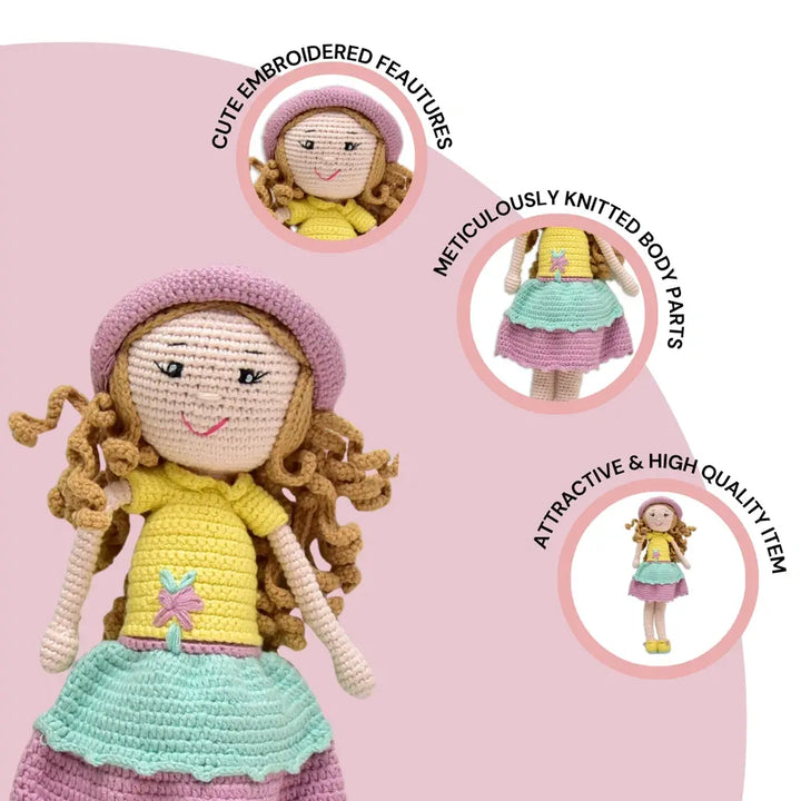 Happy Threads Handcrafted Cecilia Crochet Doll – Perfect for Playtime &amp; Collectors