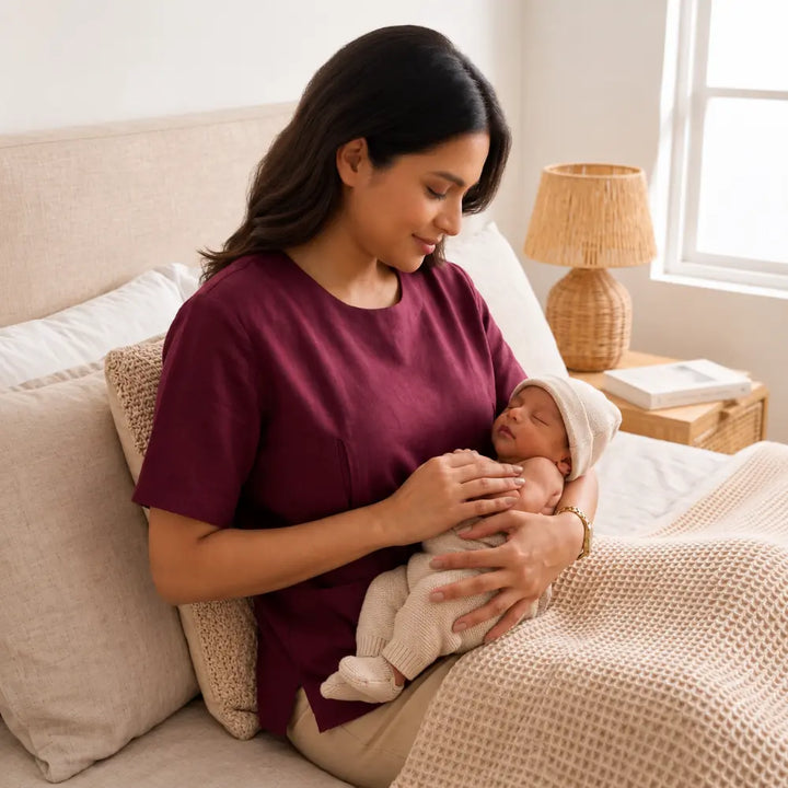 SOL MAMA Magnetic Snap Nursing Tee - Wine