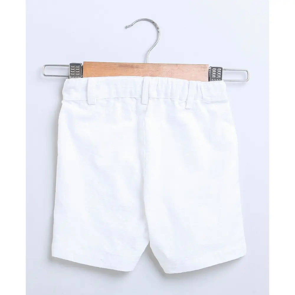 Sweetlime By AS Bird Print Cotton Poplin Boys Shirt &amp; Cotton Slub Shorts - Green &amp; White
