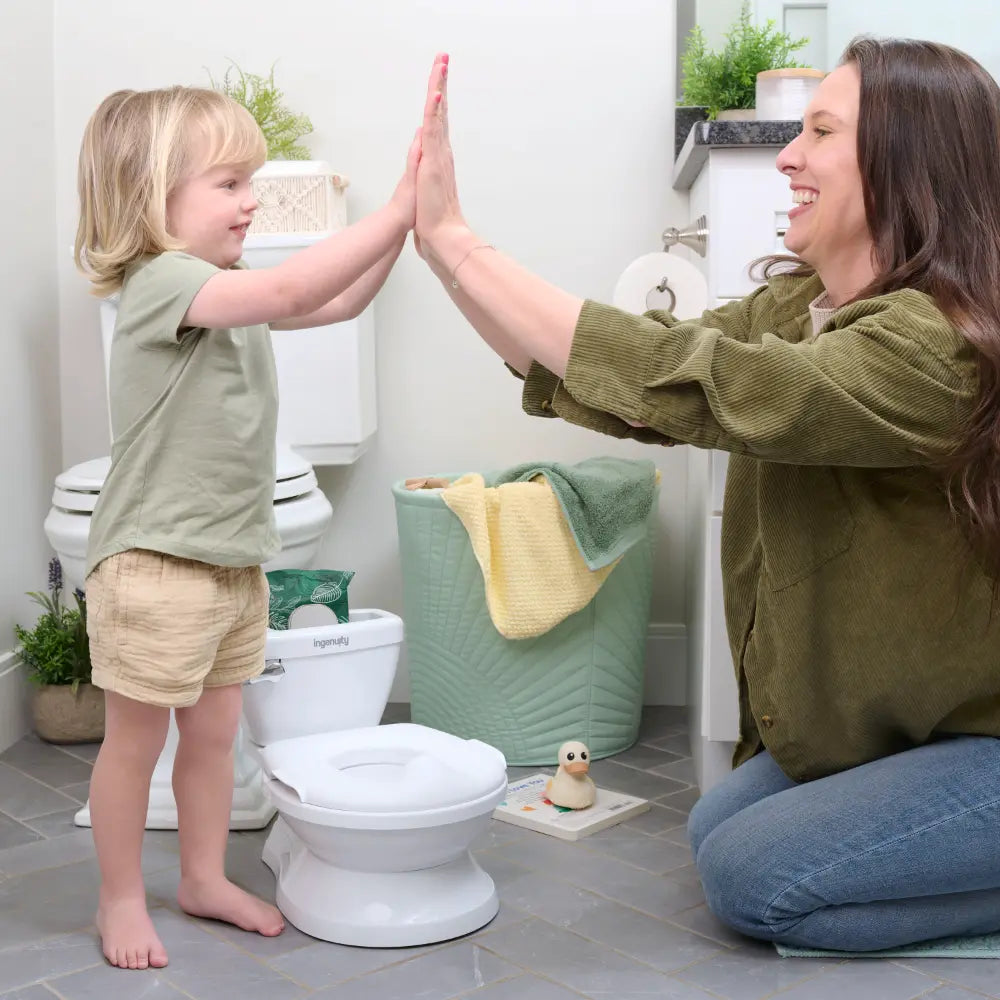 Ingenuity My Size Potty Pro 2-in-1 Toddler Potty Training Toilet with Flush Sound &amp; Detachable Potty Ring, 18 - 60 months, White