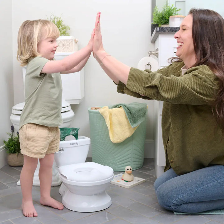 Ingenuity My Size Potty Pro 2-in-1 Toddler Potty Training Toilet with Flush Sound &amp; Detachable Potty Ring, 18 - 60 months, White