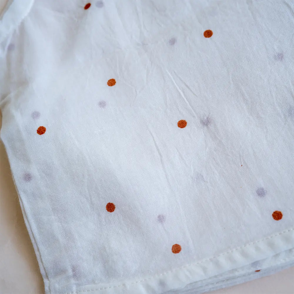PureCloth.Co Polka Stripe Muslin Jablas for Babies - Off-White