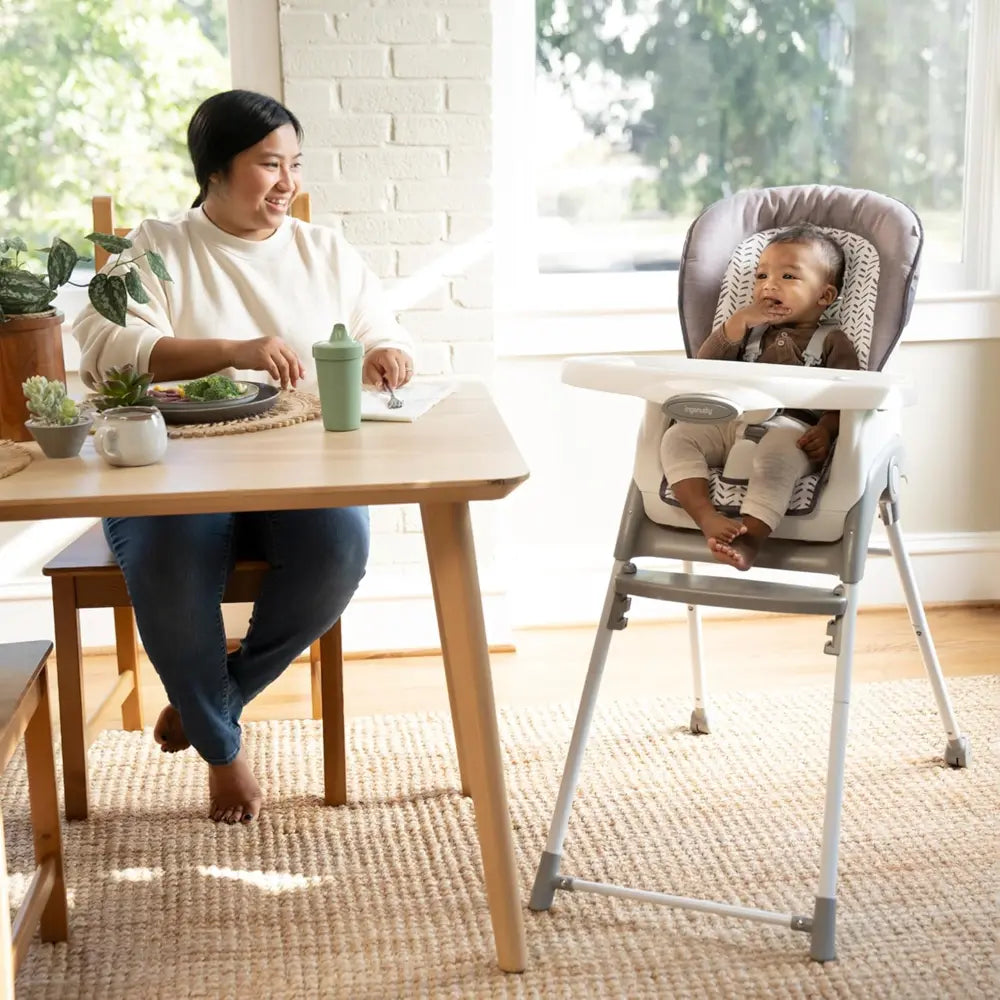 Ingenuity Trio Foldaway 6-in-1 High Chair with Booster Seat, Toddler Chair &amp; Foldable Space-Saving Design - Quill
