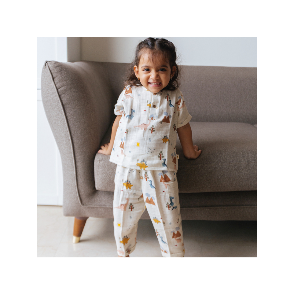 Dulaar Organic Muslin Joggers Set - A Day With Dinos