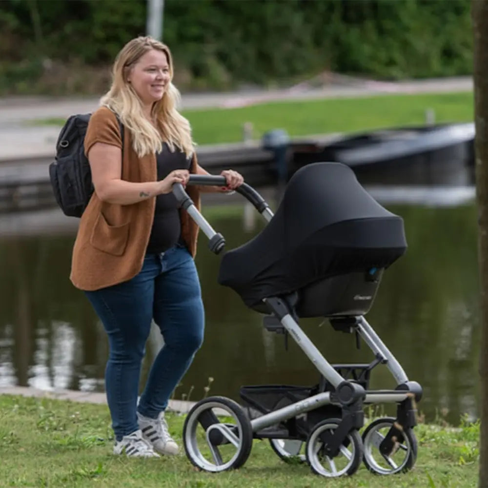 Dooky Infant Car Seat Sun Protection Hoody – Black | Universal Fit