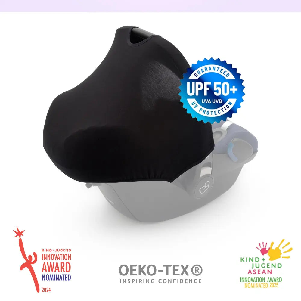 Dooky Infant Car Seat Sun Protection Hoody – Black | Universal Fit