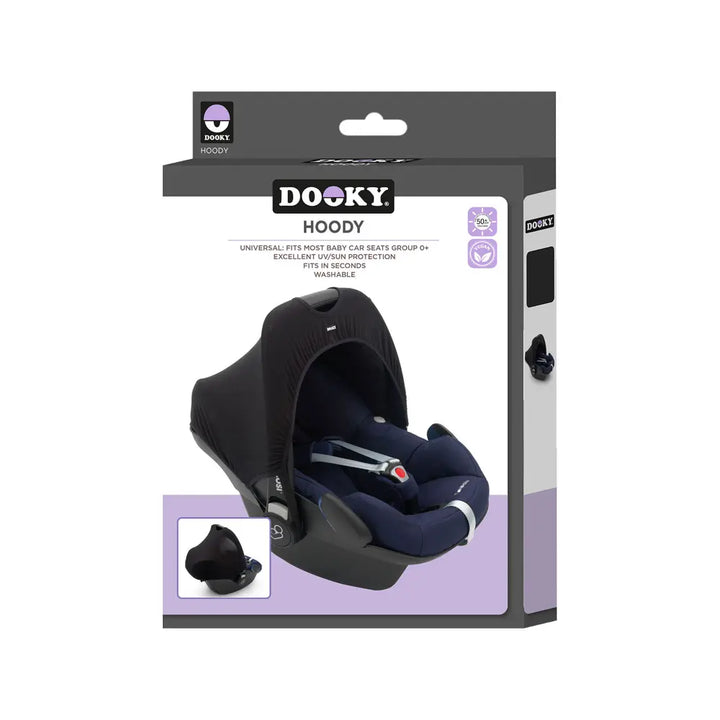 Dooky Infant Car Seat Sun Protection Hoody – Black | Universal Fit