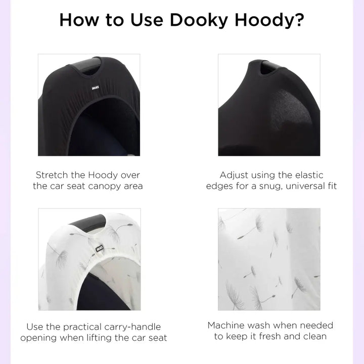 Dooky Infant Car Seat Sun Protection Hoody –  White Dandelion | Universal Fit