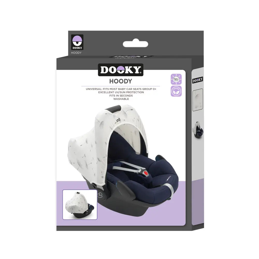 Dooky Infant Car Seat Sun Protection Hoody –  White Dandelion | Universal Fit