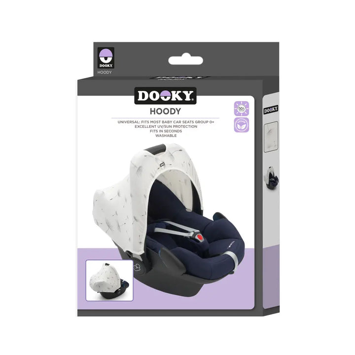 Dooky Infant Car Seat Sun Protection Hoody –  White Dandelion | Universal Fit