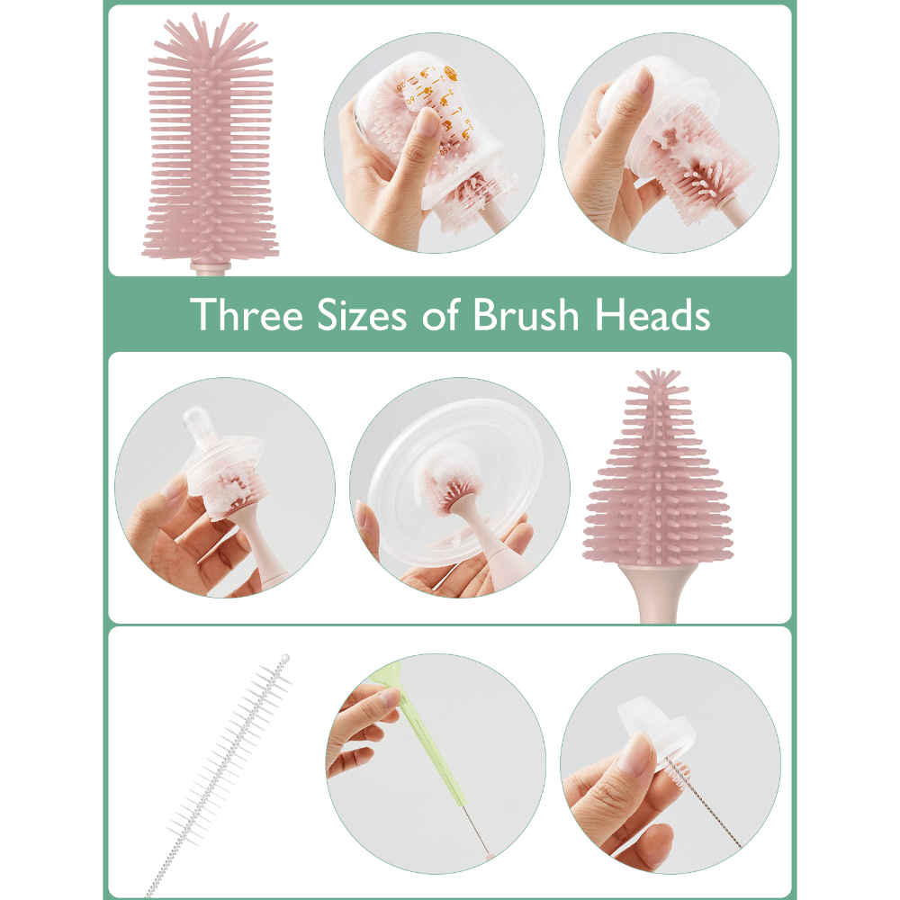 Momcozy Weaning Accessories Push-Press Design Bottle Brush Kit-Press Bubble Style Green
