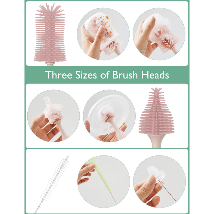 Momcozy Weaning Accessories Push-Press Design Bottle Brush Kit-Press Bubble Style Green
