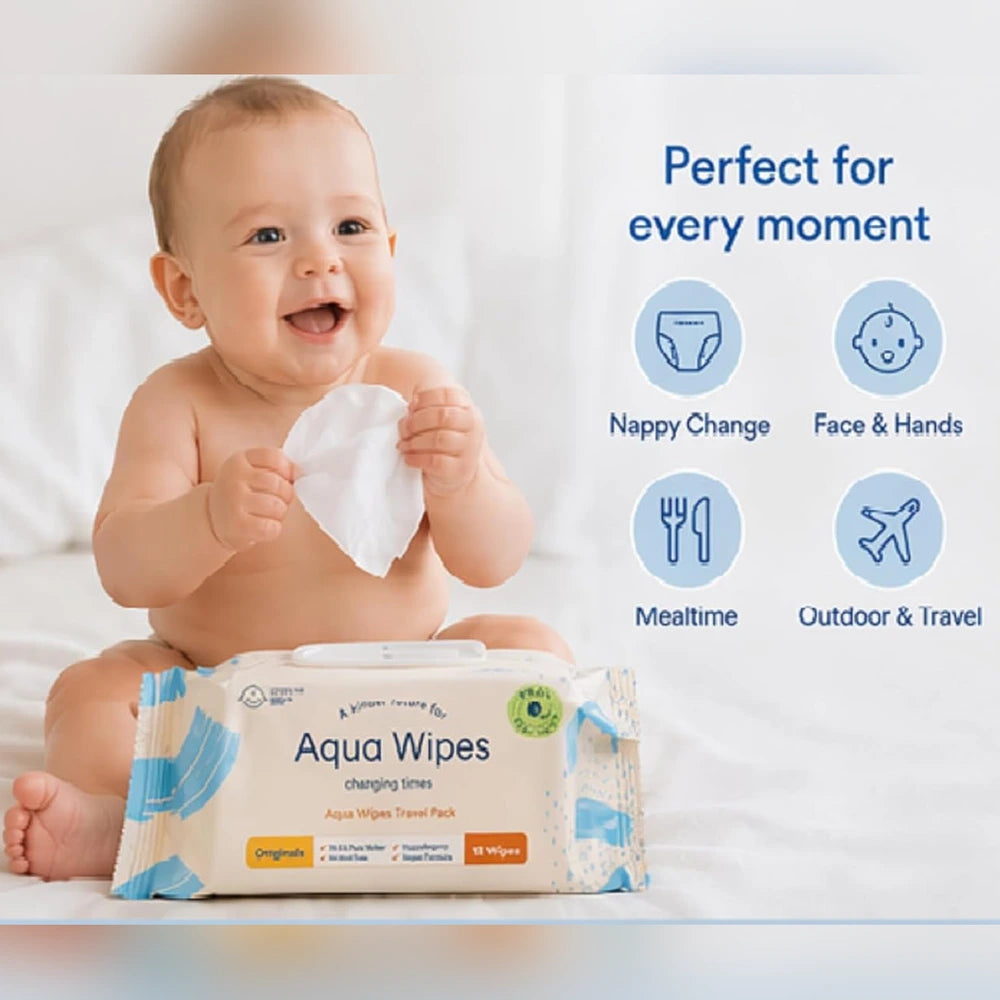 Aqua Wipes "TRAVEL" - 12 Wipes Per Pack