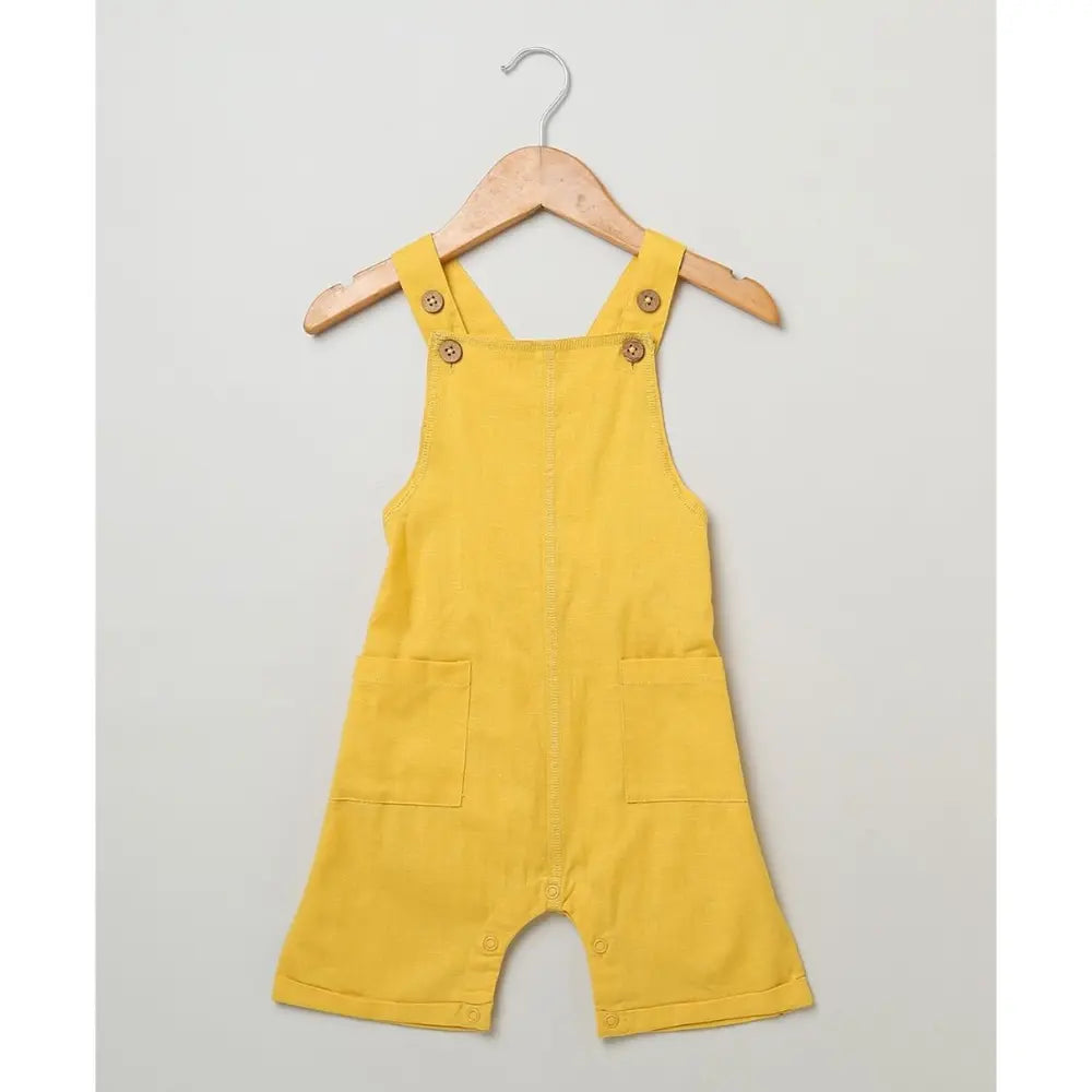 Sweetlime By AS Cotton Dungaree and Jersey T-Shirt Stripes Co-ord Set - White &amp; Yellow