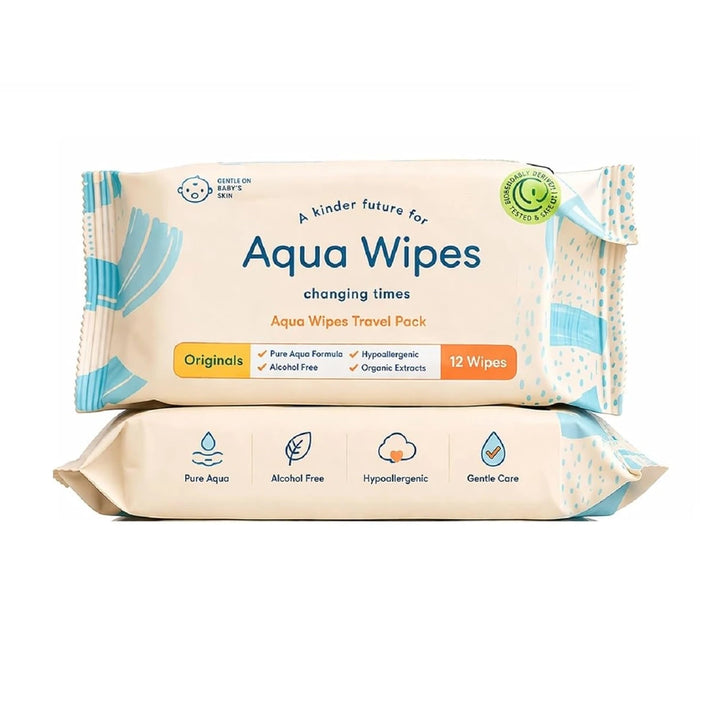 Aqua Wipes "TRAVEL" - 12 Wipes Per Pack