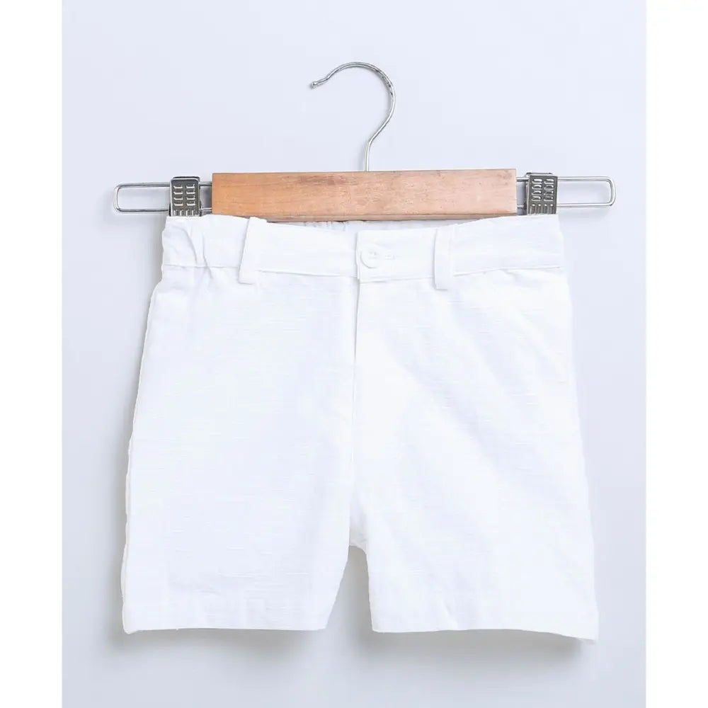 Sweetlime By AS Bird Print Cotton Poplin Boys Shirt &amp; Cotton Slub Shorts - Green &amp; White