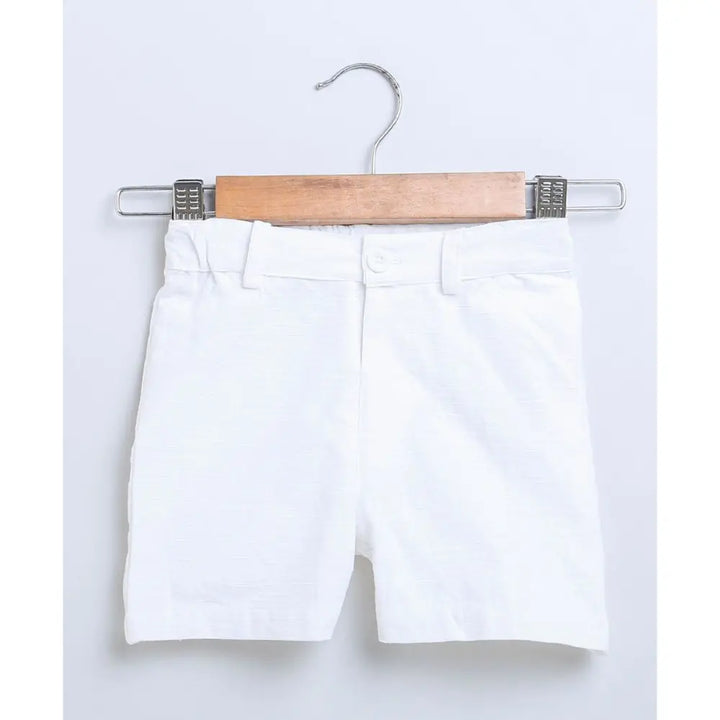 Sweetlime By AS Bird Print Cotton Poplin Boys Shirt &amp; Cotton Slub Shorts - Green &amp; White