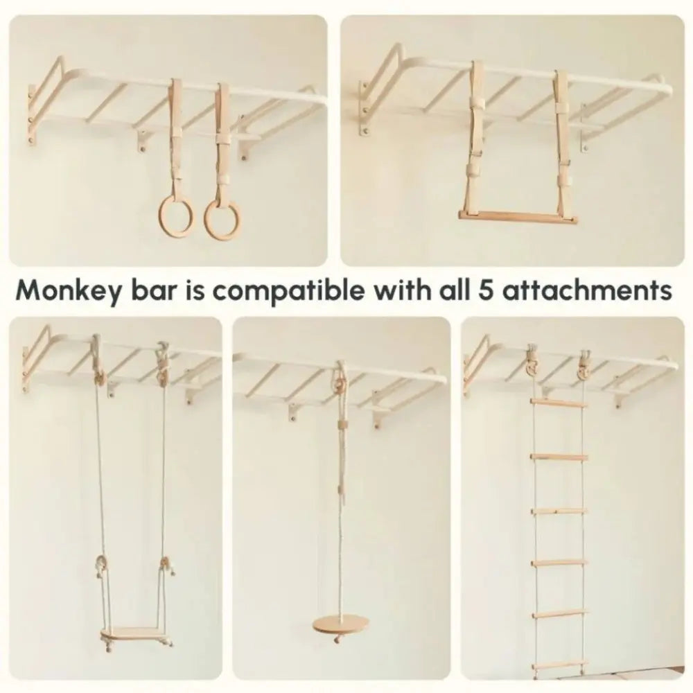 Curious Cub Ultimate Jungle Gym 1 | 5 Components - Monkey Bar, Rock Climbing Panels, Wobble Ladder, Gymnastic Rings, Swing | Ages 4-15 Years