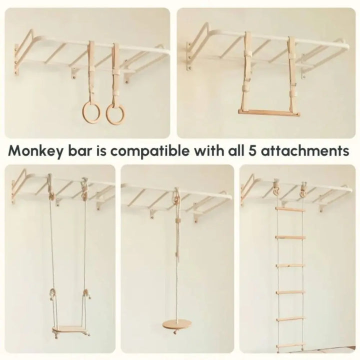 Curious Cub Ultimate Jungle Gym 1 | 5 Components - Monkey Bar, Rock Climbing Panels, Wobble Ladder, Gymnastic Rings, Swing | Ages 4-15 Years
