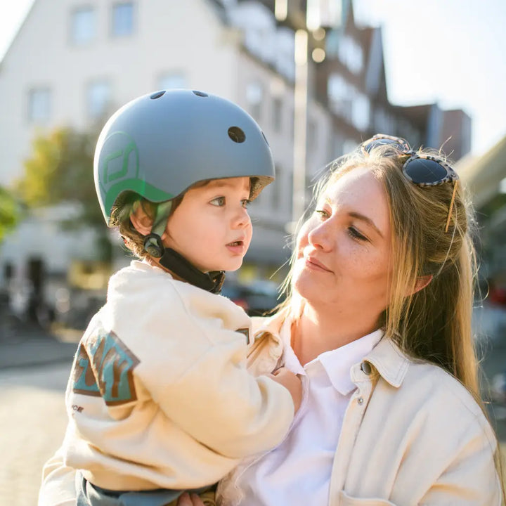 Scoot &amp; Ride Kids Helmet XXS-S (45-51 cm) | Lightweight Adjustable Helmet with LED Safety Light, Magnetic Buckle &amp; Ventilation | Toddler and Kids Helmet for Cycling, Scooting, Skating &amp; Outdoor Play - Steel