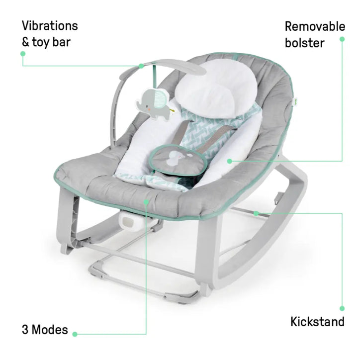 Ingenuity Keep Cozy 3-in-1 Grow with Me Baby Bouncer, Rocker &amp; Toddler Seat with Vibrations, Weaver, 0 - 30 months