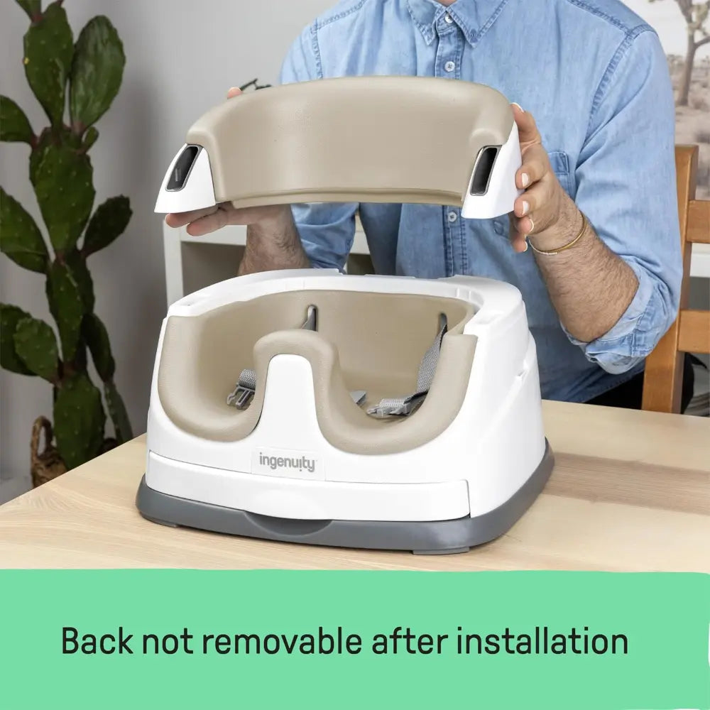 Ingenuity Baby Base 2-in-1 Booster Seat with Removable Tray &amp; Toddler Seat Conversion, Designed for Feeding &amp; Playtime, 6 - 36 months, Cashmere