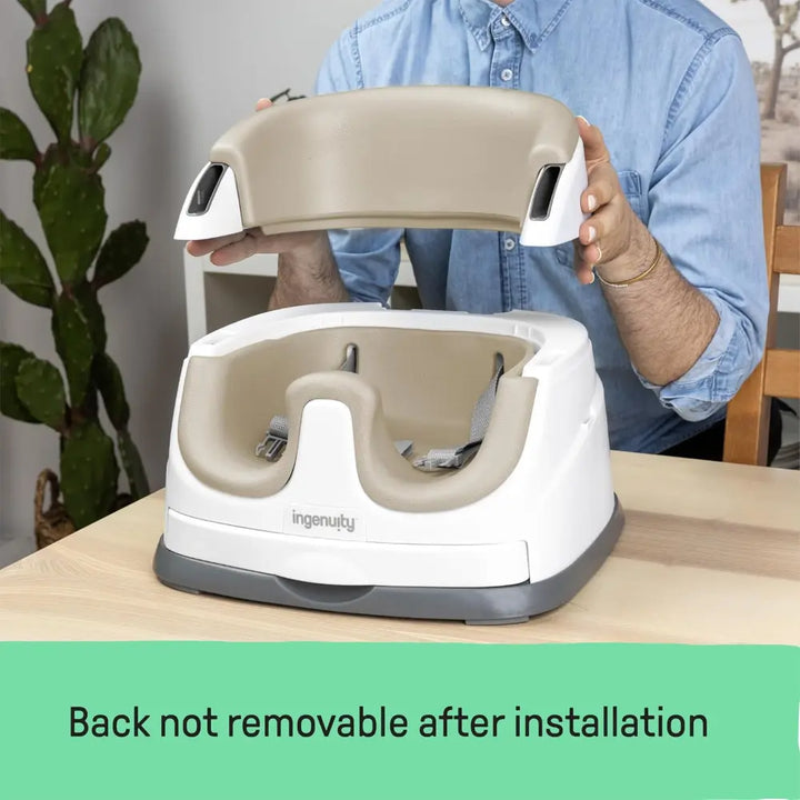 Ingenuity Baby Base 2-in-1 Booster Seat with Removable Tray &amp; Toddler Seat Conversion, Designed for Feeding &amp; Playtime, 6 - 36 months, Cashmere