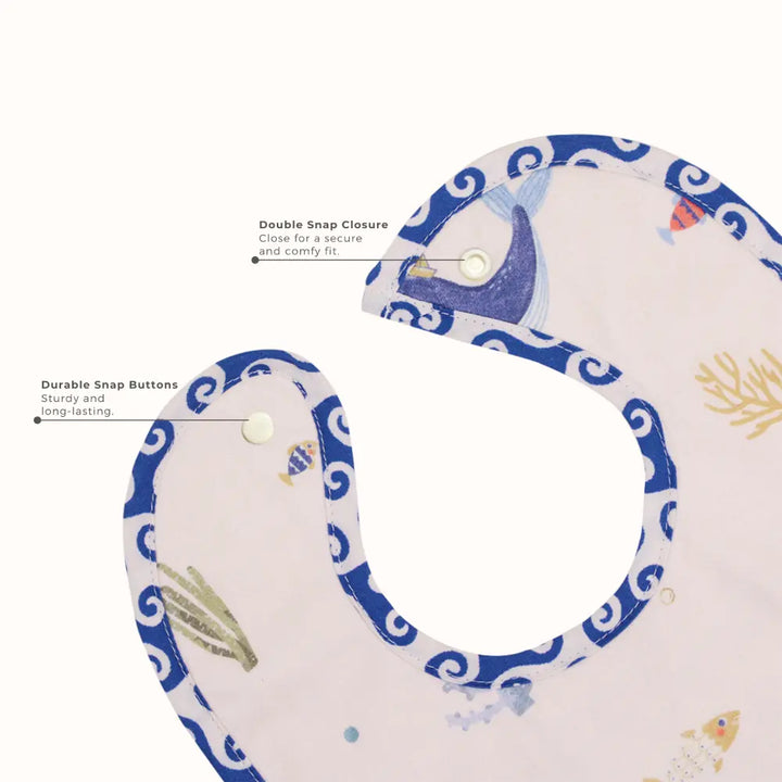Abracadabra Cotton Jersey Toddler Bib Set (Pack of 2) - Hello Sea - 6-36 Months