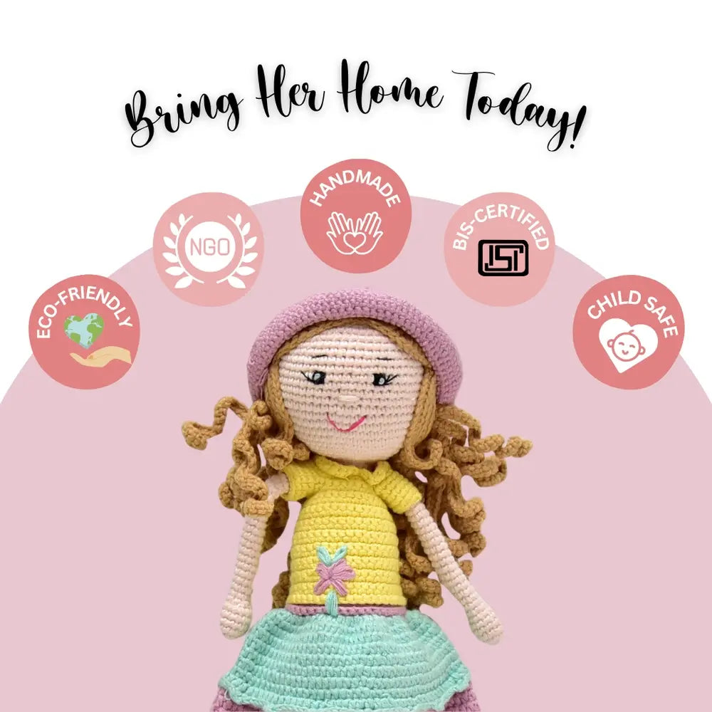 Happy Threads Handcrafted Cecilia Crochet Doll – Perfect for Playtime &amp; Collectors