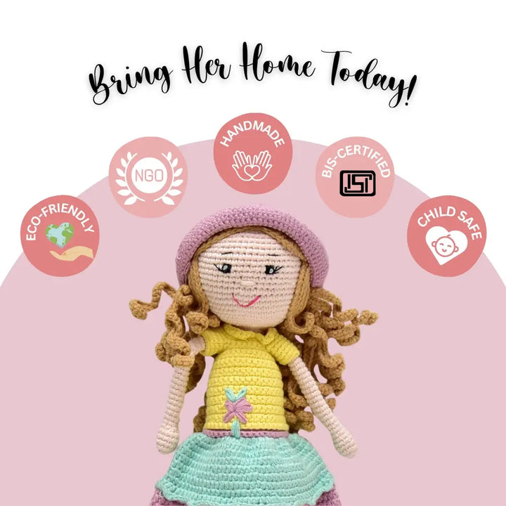 Happy Threads Handcrafted Cecilia Crochet Doll – Perfect for Playtime &amp; Collectors